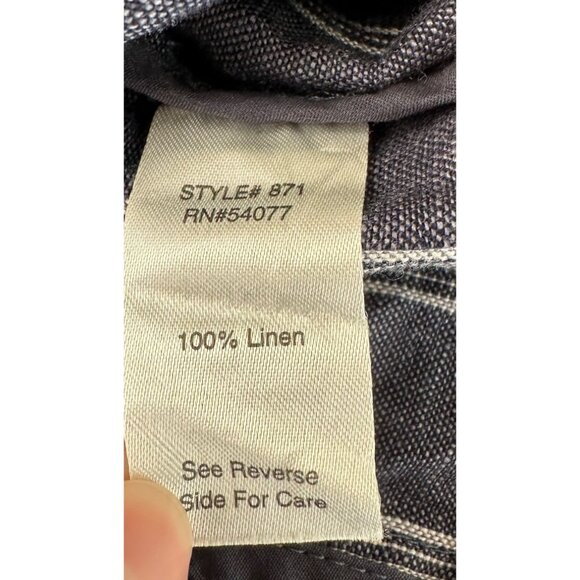 Cabi Navy White Stripe Linen Blazer 8 Women 2 Button 3/4 Sleeve Pockets Nautical - Picture 6 of 10